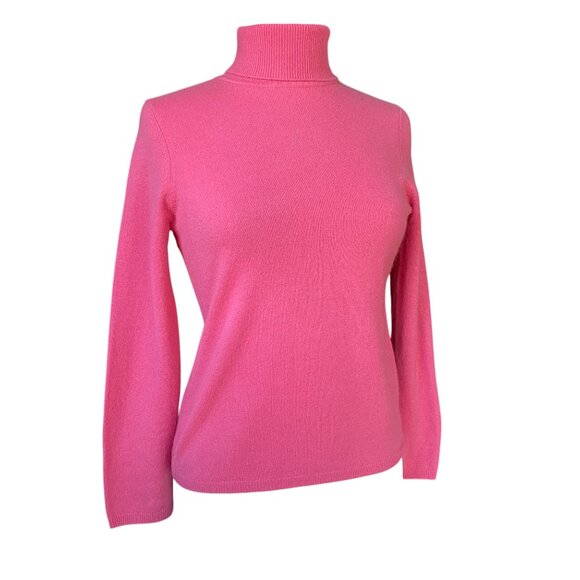 Charter Club 100% Cashmere Turtleneck Sweater Pink Barbie Quiet Luxury Ski-M - Picture 9 of 10